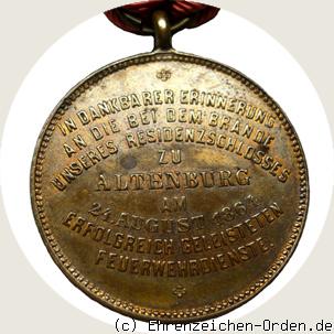 Erinnerungsmedaille für Hilfeleistung beim Schloßbrand 1864 R&uuml;ckseite