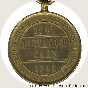 Alexander-Carl-Denkmünze für 1848-49 R&uuml;ckseite