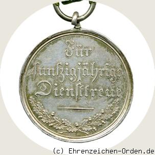 Silberne Medaille für 50 Jahre Diensttreue (Anhalt-Bernburg) R&uuml;ckseite