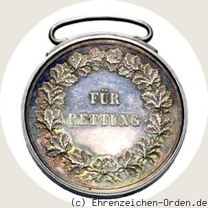 Silberne Medaille für Rettung 2. Prägung 1882 R&uuml;ckseite