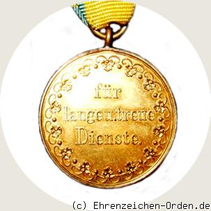 Dienstauszeichnung 1. Klasse für 21 Jahre goldene Medaille 1878 R&uuml;ckseite