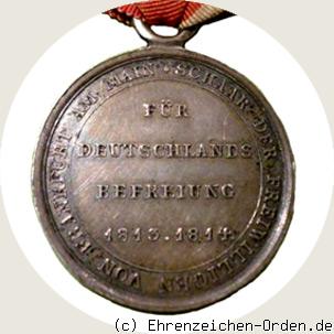 Silberne Kriegsdenkmünze für die Freiwilligen 1814 R&uuml;ckseite