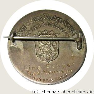 Verdienstbrosche Landesverband und Alice-Frauenverein im Hessischen Roten Kreuz R&uuml;ckseite