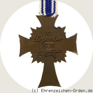 Ehrenkreuz der deutschen Mutter 3.Stufe Bronze (2.Form) R&uuml;ckseite