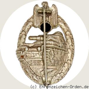 Panzerkampfabzeichen in Silber ohne Einsatzzahl Hohlprägung R&uuml;ckseite