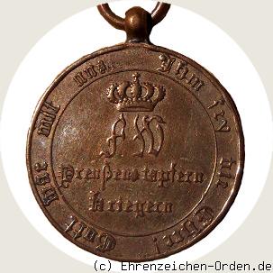 Kriegsdenkmünze für Kämpfer 1814 (runde Kreuzarme) R&uuml;ckseite