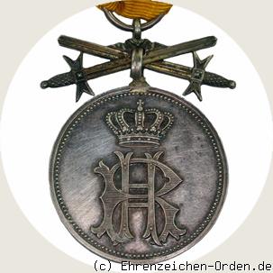 Silberne Verdienstmedaille 2. Modell mit Schwertern R&uuml;ckseite