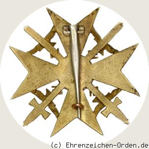 Spanienkreuz in Bronze mit Schwertern R&uuml;ckseite