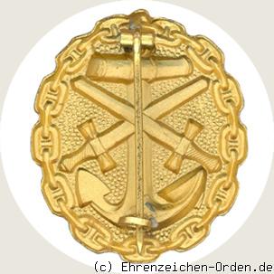Verwundetenabzeichen der Marine 1918 in Gold R&uuml;ckseite
