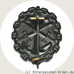 Verwundetenabzeichen der Marine 1918 in Schwarz R&uuml;ckseite