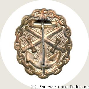 Verwundetenabzeichen der Marine 1918 in Silber R&uuml;ckseite
