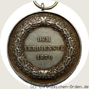 Silberne Verdienstmedaille Carl Alexander mit Jahreszahl 1870 R&uuml;ckseite
