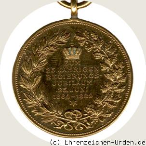 Bronzene Erinnerungsmedaille zum 25. Regierungsjubiläum König Karl 1889 R&uuml;ckseite